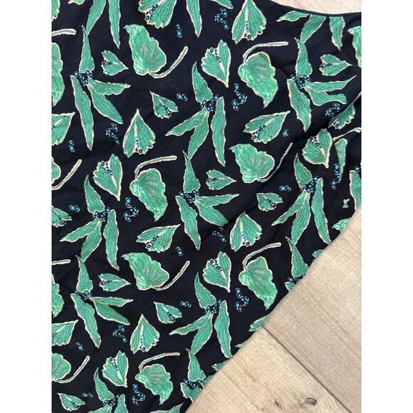 Urban Outfitters Women’s Black Green Leaf Print Mini Dress L Large Y2K 90s - Picture 3 of 4